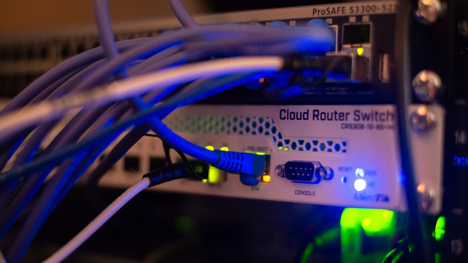 Network cables in a server room