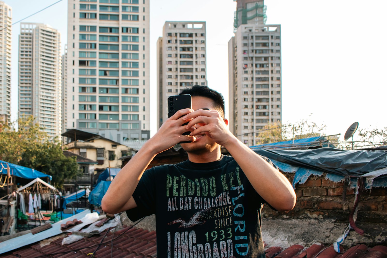 Using a phone out in the city